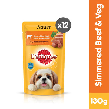 PEDIGREE® Dog Food Wet Adult Simmered Beef Loaf Flavour with Vegetables 130g [12pcs]