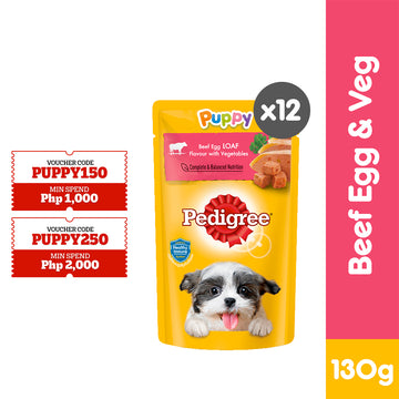 PEDIGREE® Dog Food Wet Puppy Beef Egg Loaf with Vegetables 130g [12pcs]
