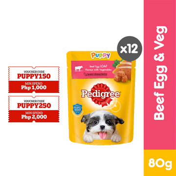 PEDIGREE® Dog Food Wet Puppy Beef Egg Loaf with Vegetables 80g [12pcs]