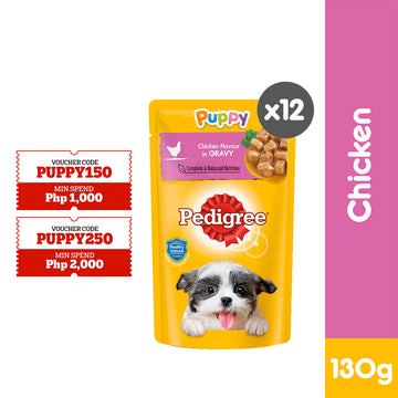 PEDIGREE® Dog Food Wet Puppy Chicken Chunks Flavour in Gravy 130g [12pcs]