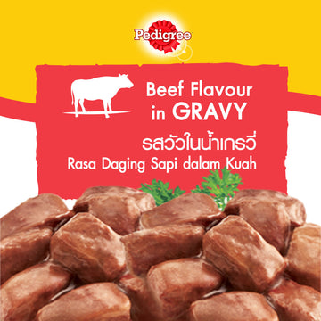 PEDIGREE® Dog Food Wet  Adult Beef Flavour in Gravy 80g [12pcs]